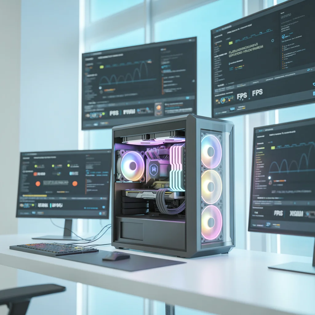 ideogram v3.0 A bright high detail digital illustration of an advanced gaming workstation feat 0