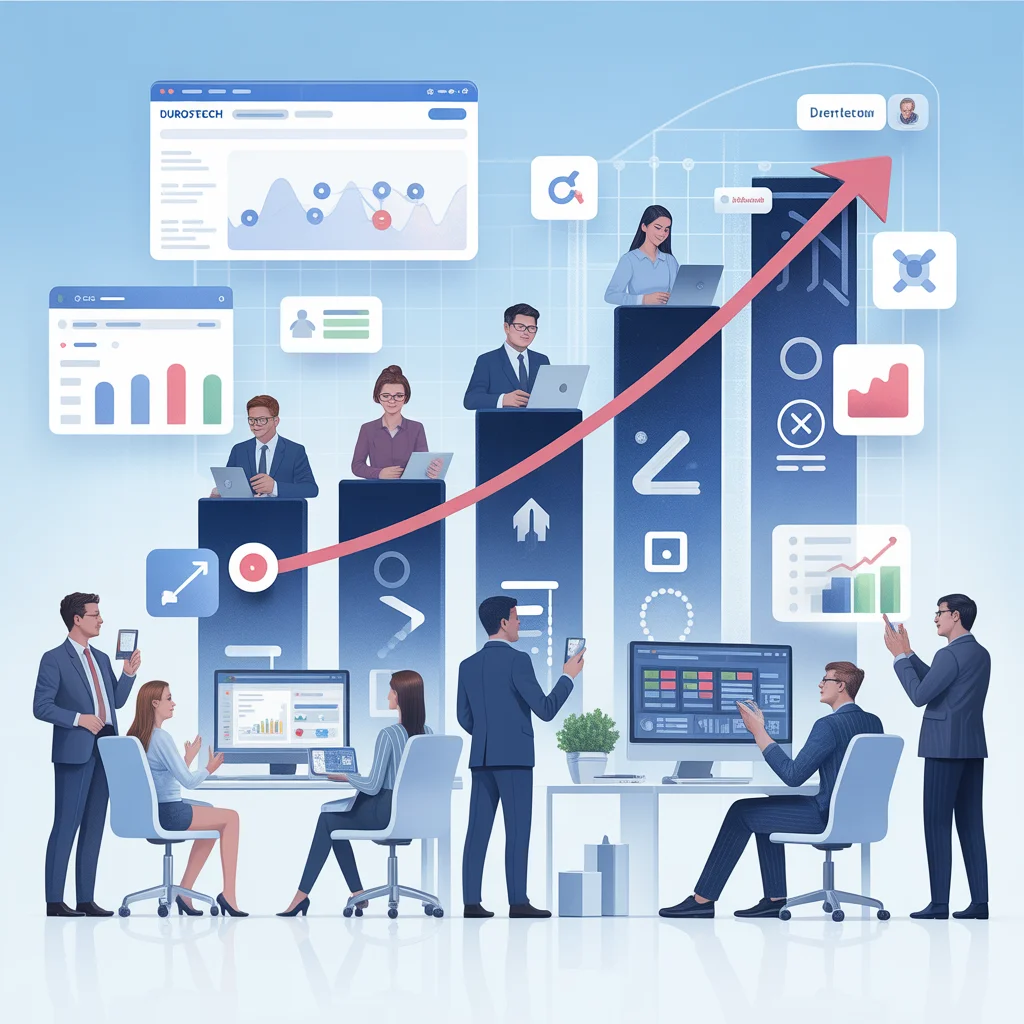 ideogram v3.0 A clean and modern illustration of a business team using Durostech.com software 0
