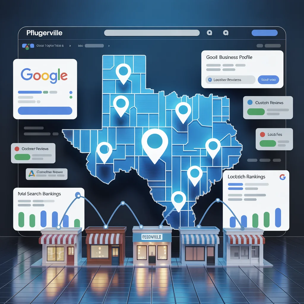 ideogram v3.0 Capital of Techs Pflugerville SEO local optimization concept digital map of Pflu 0