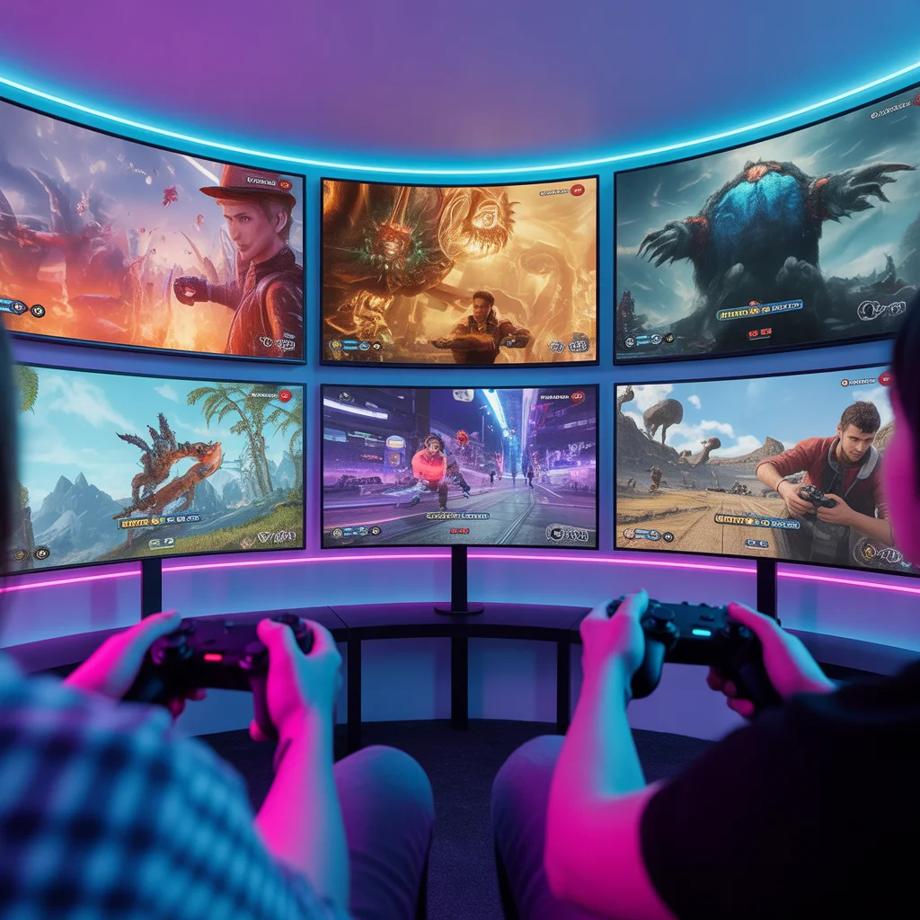 ideogram v3.0 popular game releases covered by zeromagtech multiple gaming screens displaying 0