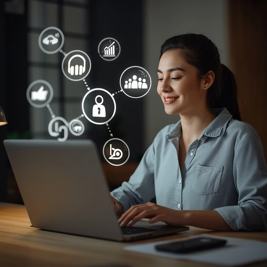 lucid origin sosoactive benefits concept person using laptop with relaxed and satisfied expre 0